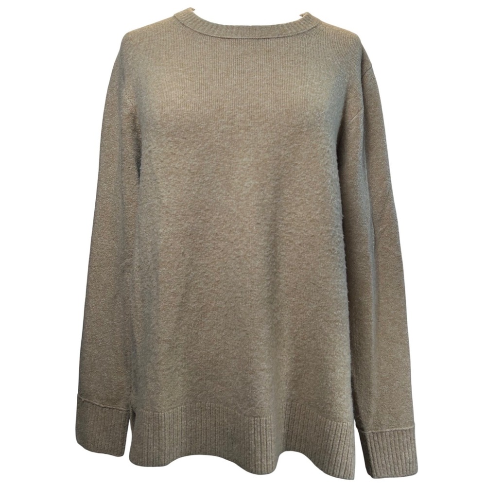 J.Crew Mens Crewneck Sweater Tan Camel Wool Blend Ribbed Trim Large‎ L Casual